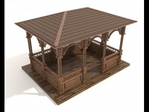 Wood Gazebo 4 Modèle 3D