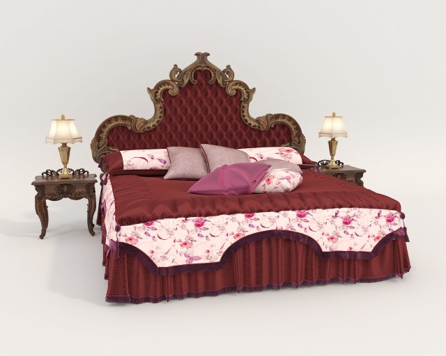 Classic European style Bed set 54 Modelo 3D .c4d .max .obj .3ds .fbx .stl .blend 