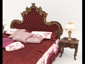 Classic European style Bed set 54 Modelo 3D