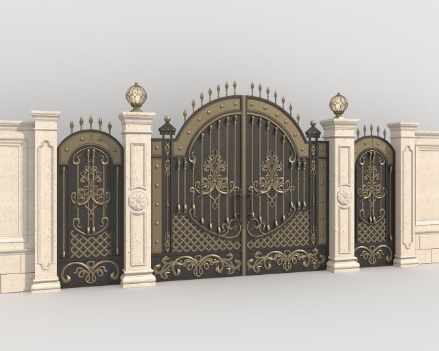 Classic European style Mansion Gate 5 3D 模型 .c4d .max .obj .3ds .fbx .stl .blend 