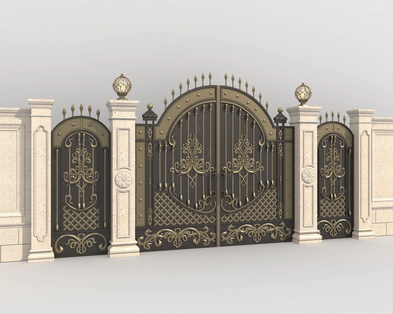Classic European style Mansion Gate 5 3D Model .c4d .max .obj .3ds .fbx .stl .blend 