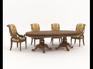 Classic European style Dining Table and Chairs 46 Modèle 3D
