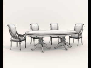 Classic European style Dining Table and Chairs 46 3D Modell