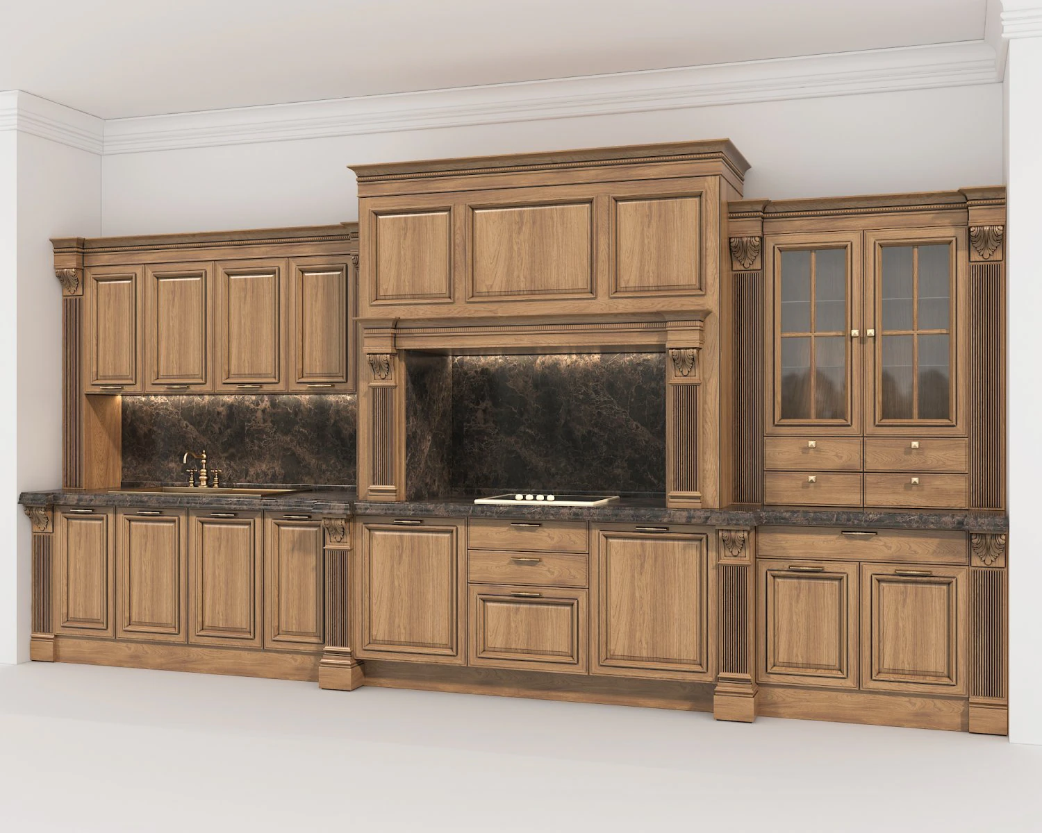 Classic European style Kitchen Cabinet 21 3D Model .c4d .max .obj .3ds .fbx .stl .blend