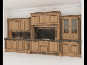 क्लासिक यूरोपीय शैली रसोई कैबिनेट 21 3D मॉडल