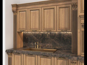 Classic European style Kitchen Cabinet 21 3D Model