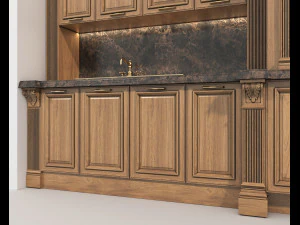 Classic European style Kitchen Cabinet 21 3D Model