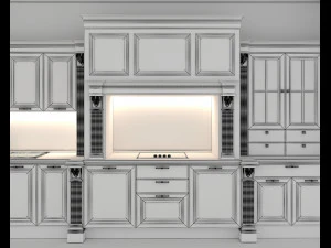 Classic European style Kitchen Cabinet 21 3D Model
