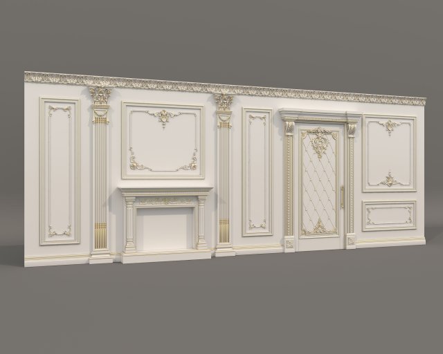 Wall Molding in Classic French style 33 Model 3D .c4d .max .obj .3ds .fbx .stl .blend 
