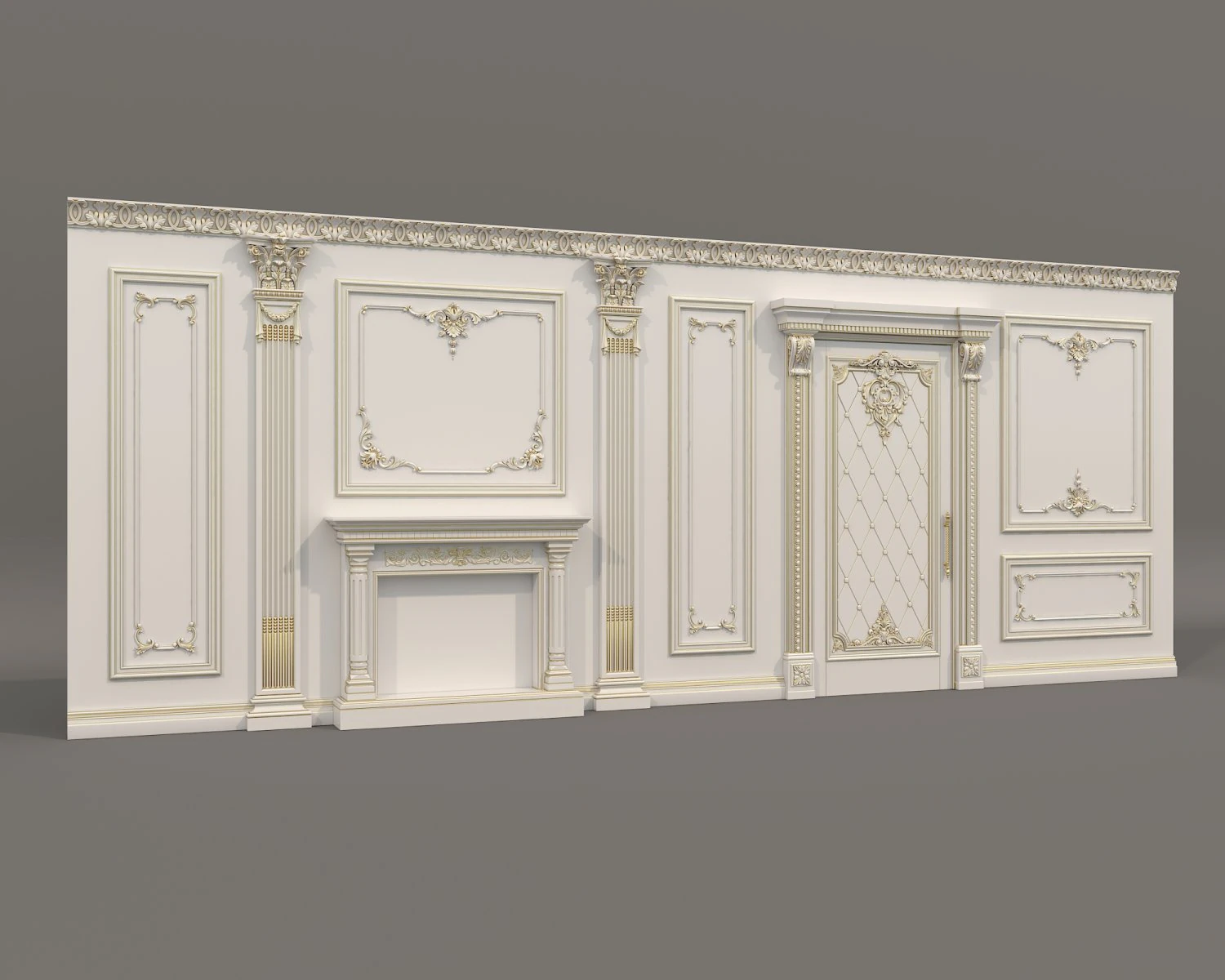 Wall Molding in Classic French style 33 3D Model .c4d .max .obj .3ds .fbx .stl .blend 