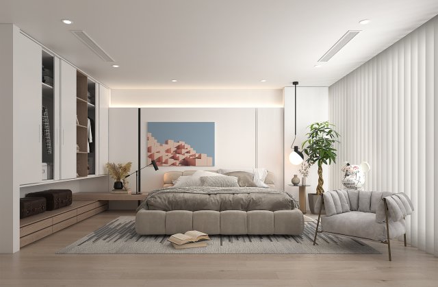 Modern Bedroom Scene 32 3D Model .c4d .max .obj .3ds .fbx .stl .blend 