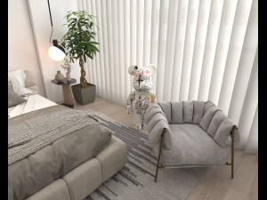 Modern Bedroom Scene 32 3D Model