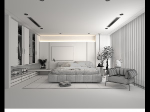 Modern Bedroom Scene 32 3D Model