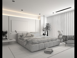Modern Bedroom Scene 32 3D Model