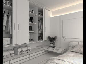 Modern Bedroom Scene 32 3D Model