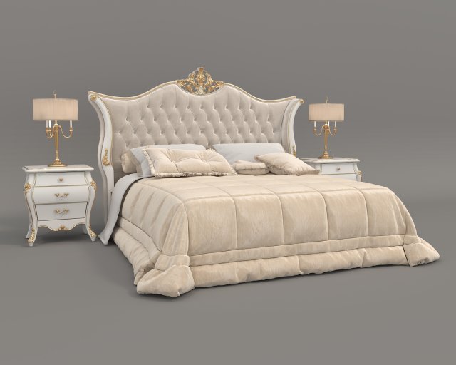 Classic European style Bed set 56 3D Model .c4d .max .obj .3ds .fbx .stl .blend 