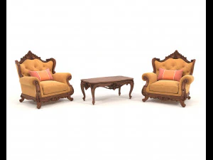 Tavolino e poltrona in stile classico europeo 21 Modello 3D