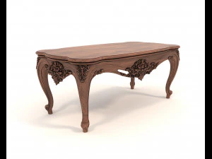 Classic European Style Coffee Table and Armchair 21 3D Model