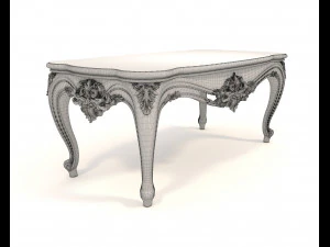 Classic European Style Coffee Table and Armchair 21 3D Model