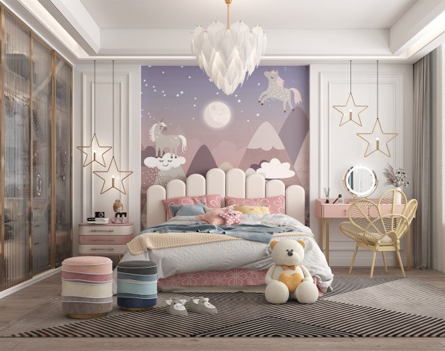 Modern style Children Bedroom Model 3D .c4d .max .obj .3ds .fbx .stl .blend 
