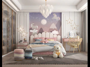 モダンなスタイルの子供用寝室 3Dモデル