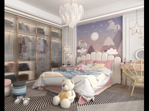 Dormitorio infantil de estilo moderno. Modelo 3D