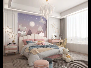 Dormitorio infantil de estilo moderno. Modelo 3D