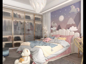 Dormitorio infantil de estilo moderno. Modelo 3D