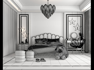 Modern style Children Bedroom Model 3D