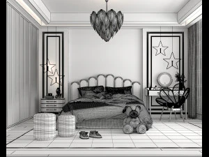 Dormitorio infantil de estilo moderno. Modelo 3D