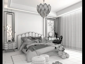 Dormitorio infantil de estilo moderno. Modelo 3D
