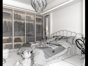 Dormitorio infantil de estilo moderno. Modelo 3D
