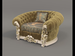 Classic European style Sofa and Armchair set 3 Modelo 3D