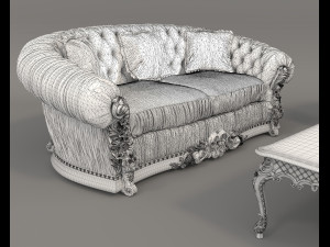 Classic European style Sofa and Armchair set 3 Modelo 3D