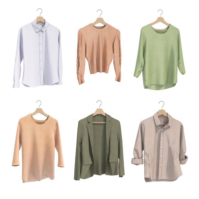 Clothing on Hanger 7 3D 모델 .c4d .max .obj .3ds .fbx .stl .blend 