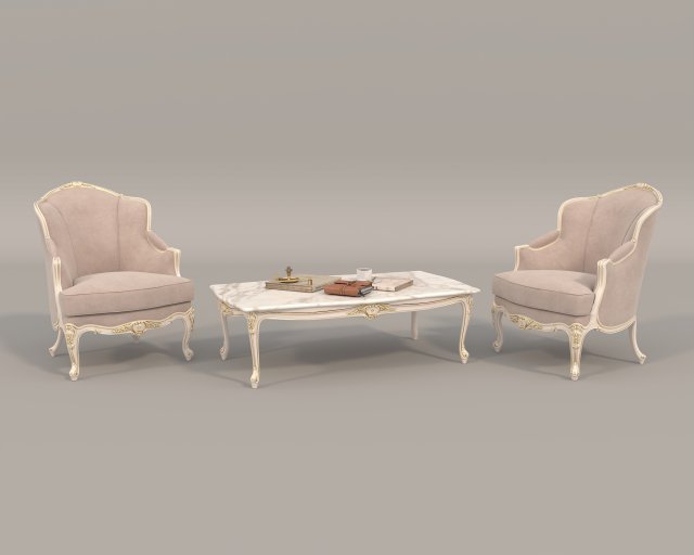 Classic European Style Coffee Table and Armchair 22 Modelo 3D .c4d .max .obj .3ds .fbx .stl .blend 