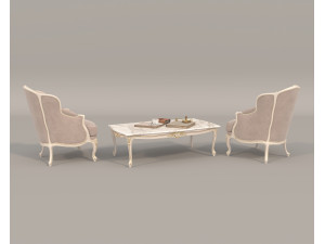 Classic European Style Coffee Table and Armchair 22 Modelo 3D