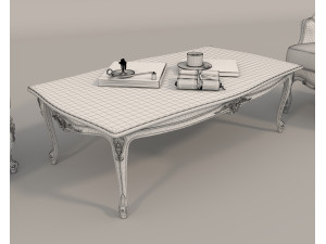 Classic European Style Coffee Table and Armchair 22 Modelo 3D