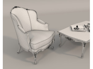 Classic European Style Coffee Table and Armchair 22 Modelo 3D