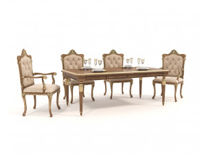 European style Dining Table and Chairs 11 3D Model