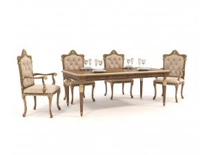 Mesa de jantar e cadeiras estilo europeu 11 Modelo 3D