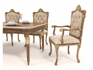 European style Dining Table and Chairs 11 Model 3D