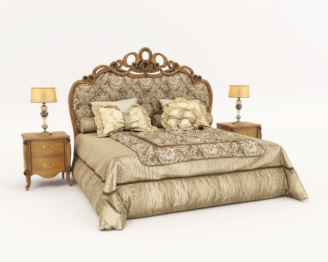 Classic European style Bed set 57 3D Model .c4d .max .obj .3ds .fbx .stl .blend 