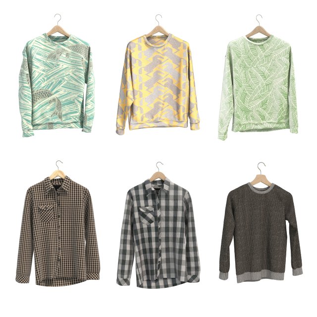 Clothing on Hanger 8 3D Model .c4d .max .obj .3ds .fbx .stl .blend 