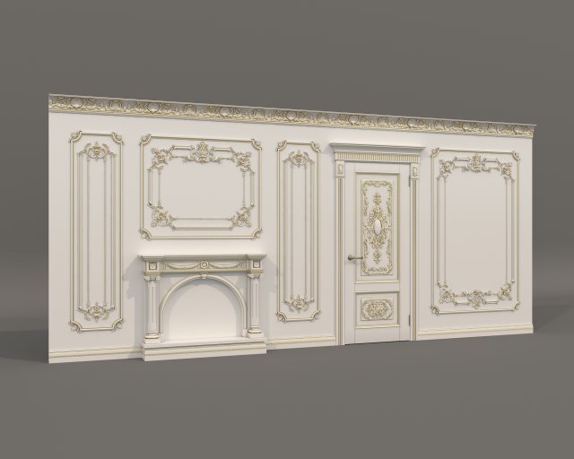 Wall Molding in Classic French style 35 3D Model .c4d .max .obj .3ds .fbx .stl .blend 