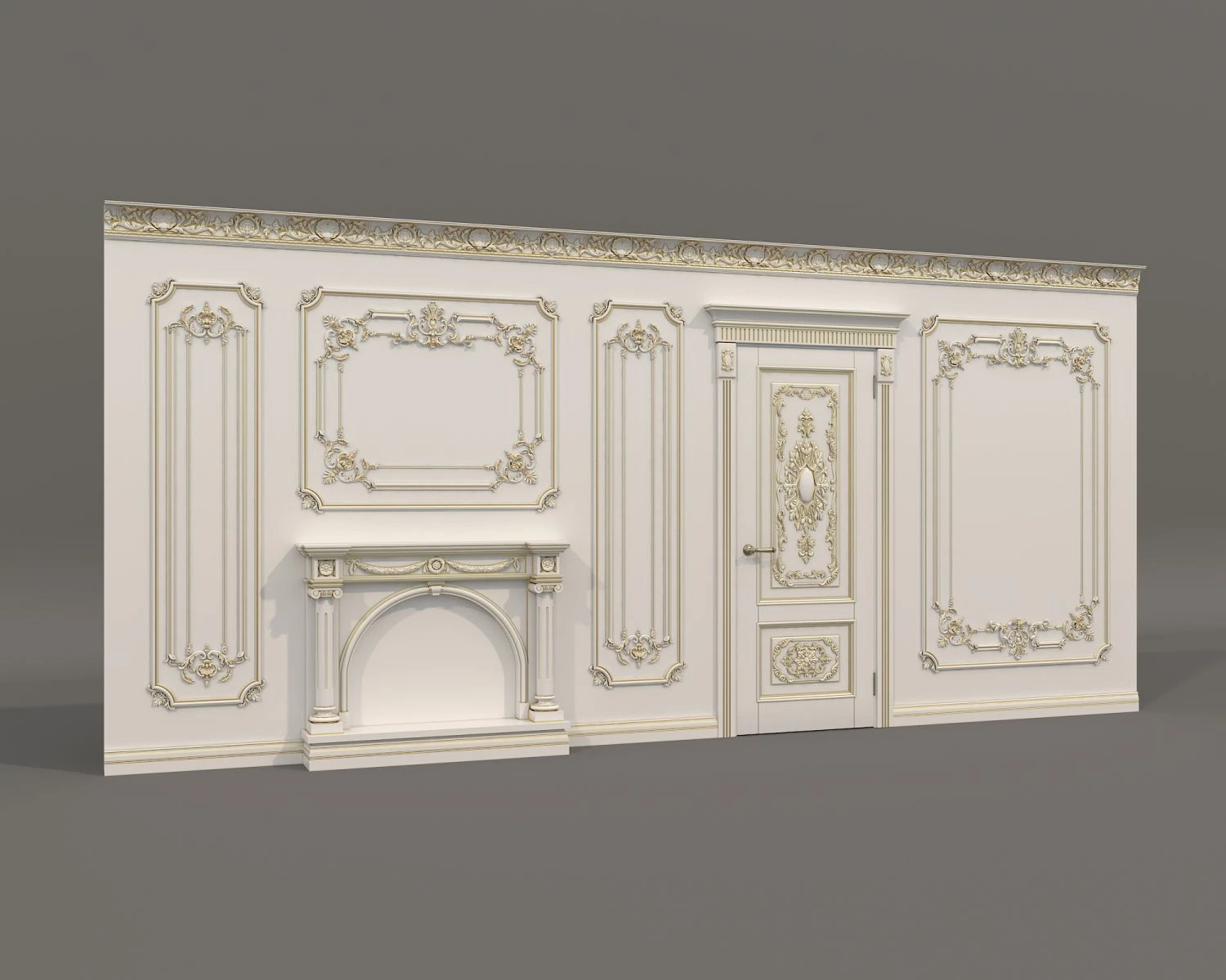 Wall Molding in Classic French style 35 3D Model .c4d .max .obj .3ds .fbx .stl .blend 
