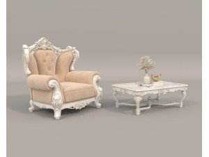 Classic European Style Coffee Table and Armchair 23 Modelo 3D