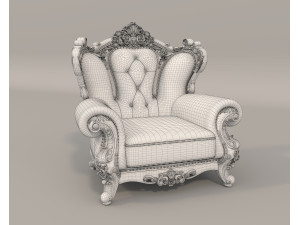 Classic European Style Coffee Table and Armchair 23 3D 모델