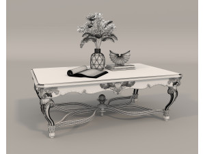 Classic European Style Coffee Table and Armchair 23 3D 모델