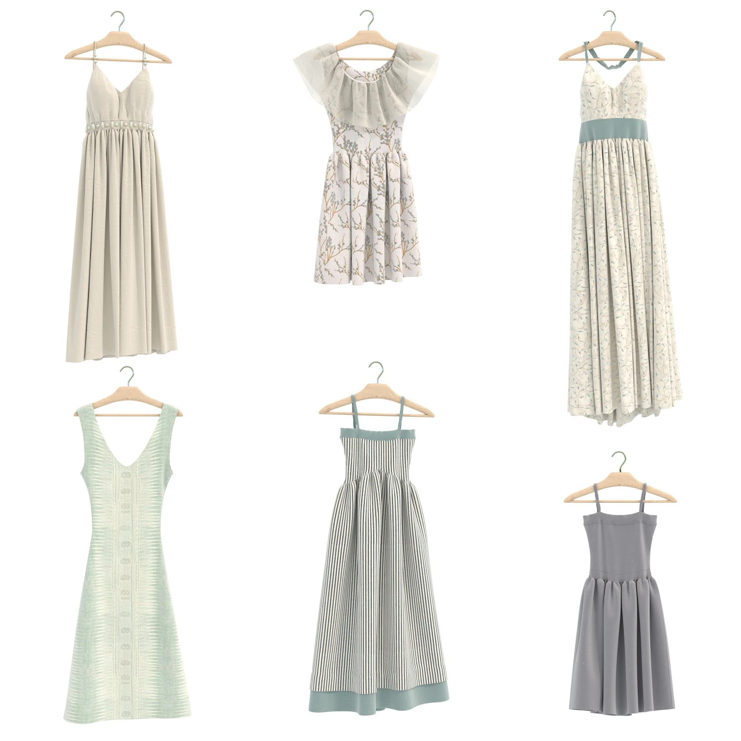 Dress on Hanger Collection 9 3D Model .c4d .max .obj .3ds .fbx .stl .blend 
